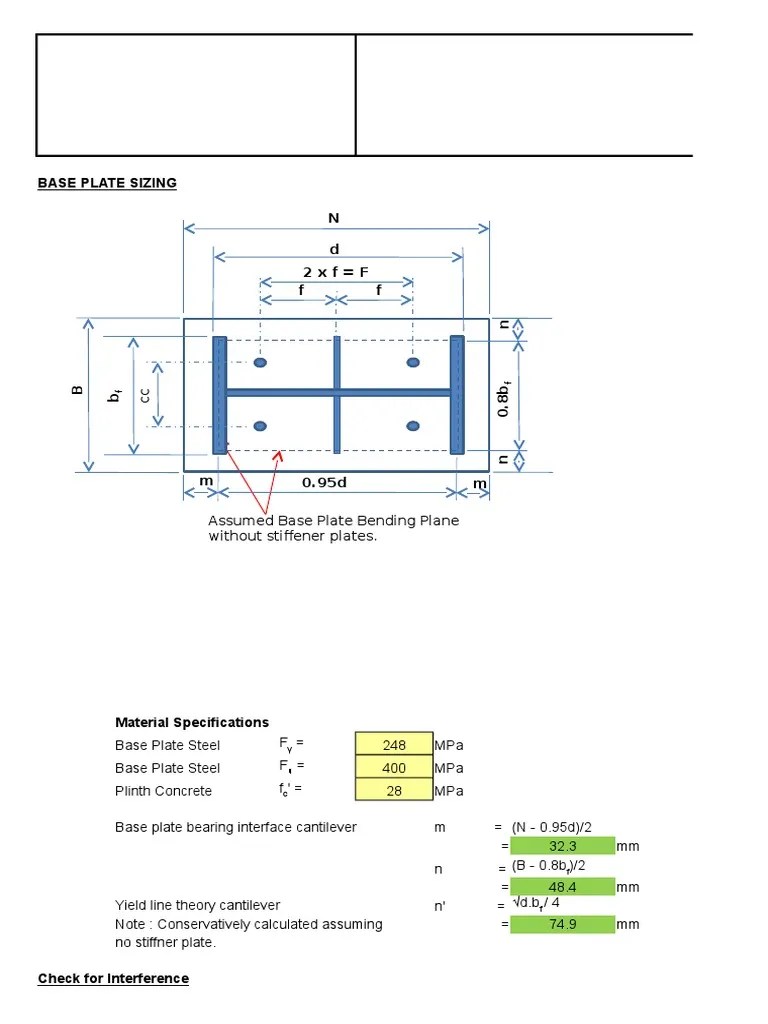 Base Plate Thickness Column Structural Steel