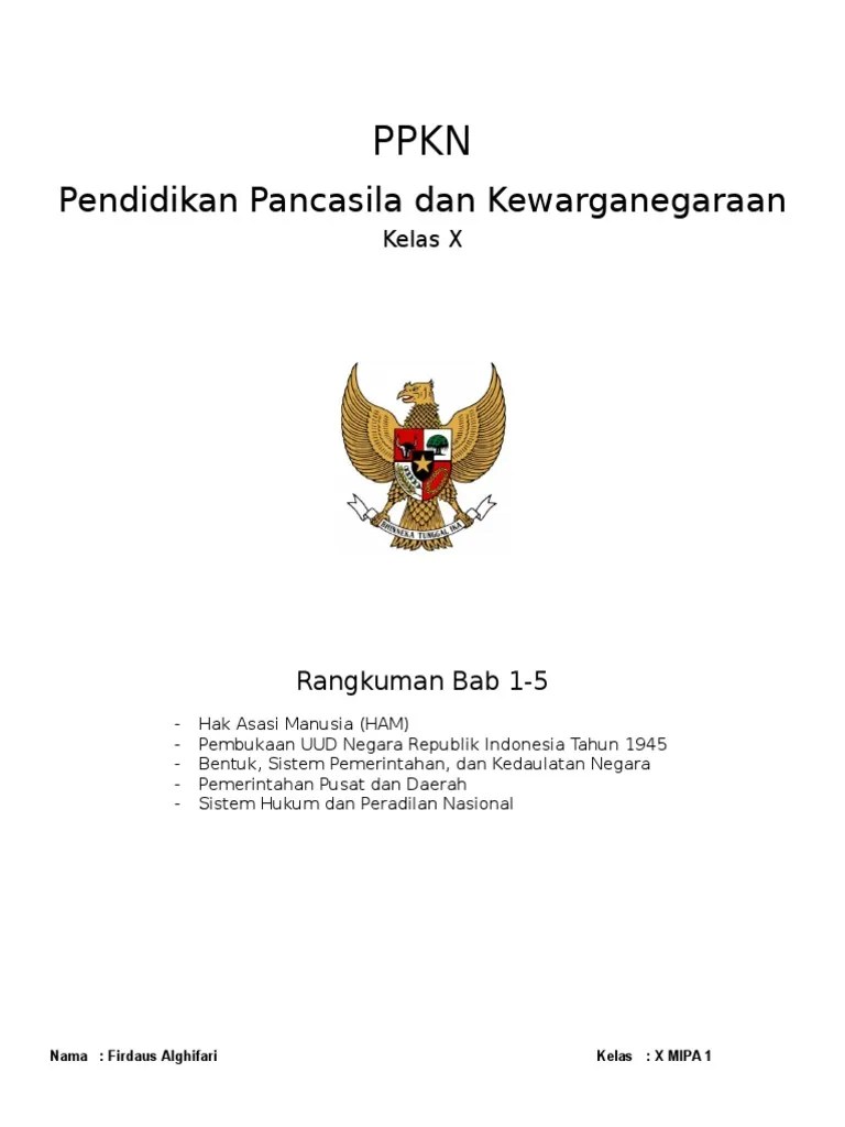 PKN Kelas X Kurikulum 2013 Rangkuman Bab 15