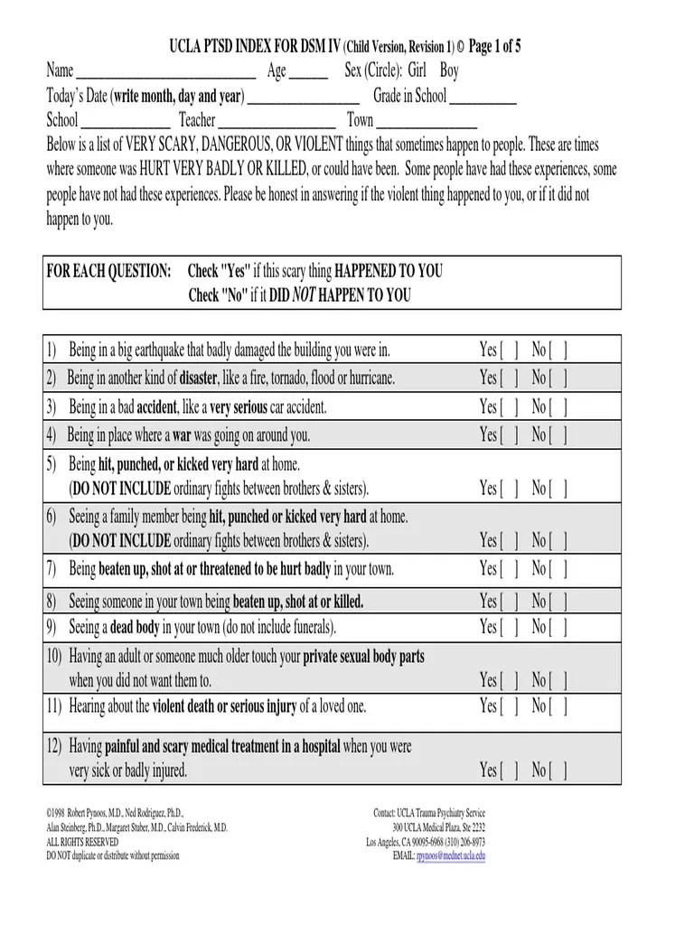Ucla Child Ptsd Index