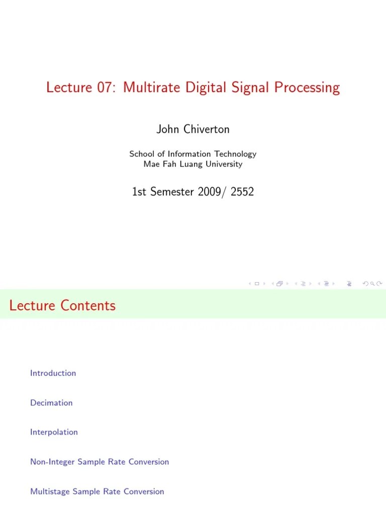 Multistage Digital Signal Processing Optimizing Sample Rate Conversion