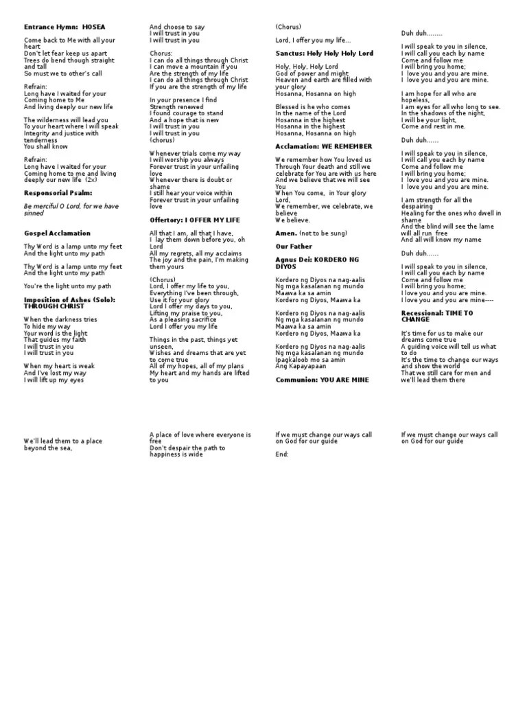 Ash Wednesday Mass Songs Worship Christian Worship And Liturgy