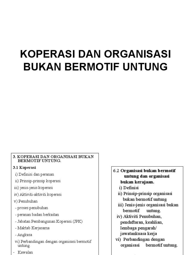 Contoh Organisasi Bukan Bermotifkan Untung