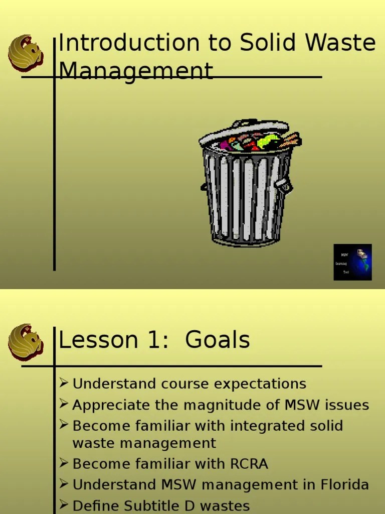 Introduction to Solid Waste Management