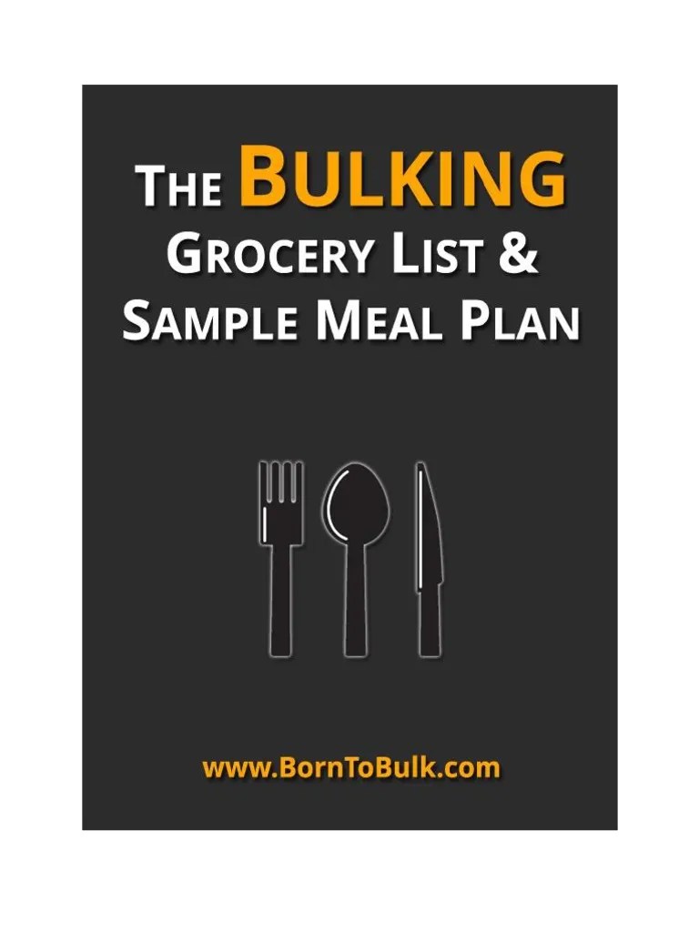 The Bulking Grocery List and Sample Meal Plan PDF Hamburgers Bacon