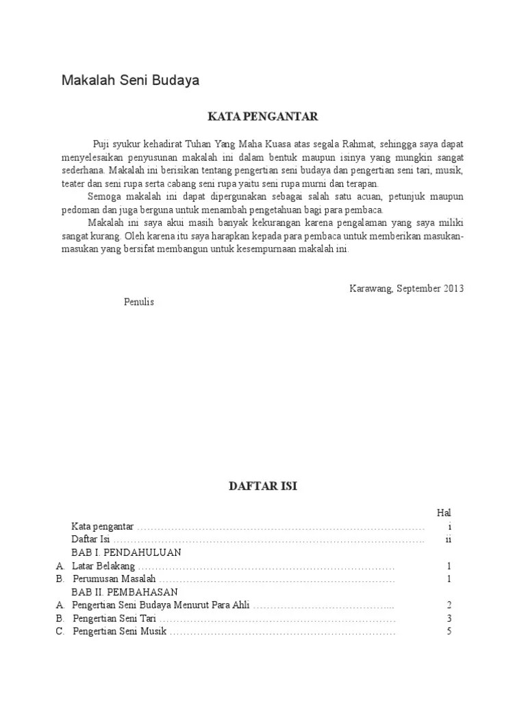 Makalah Seni Budaya - Contoh Makalah