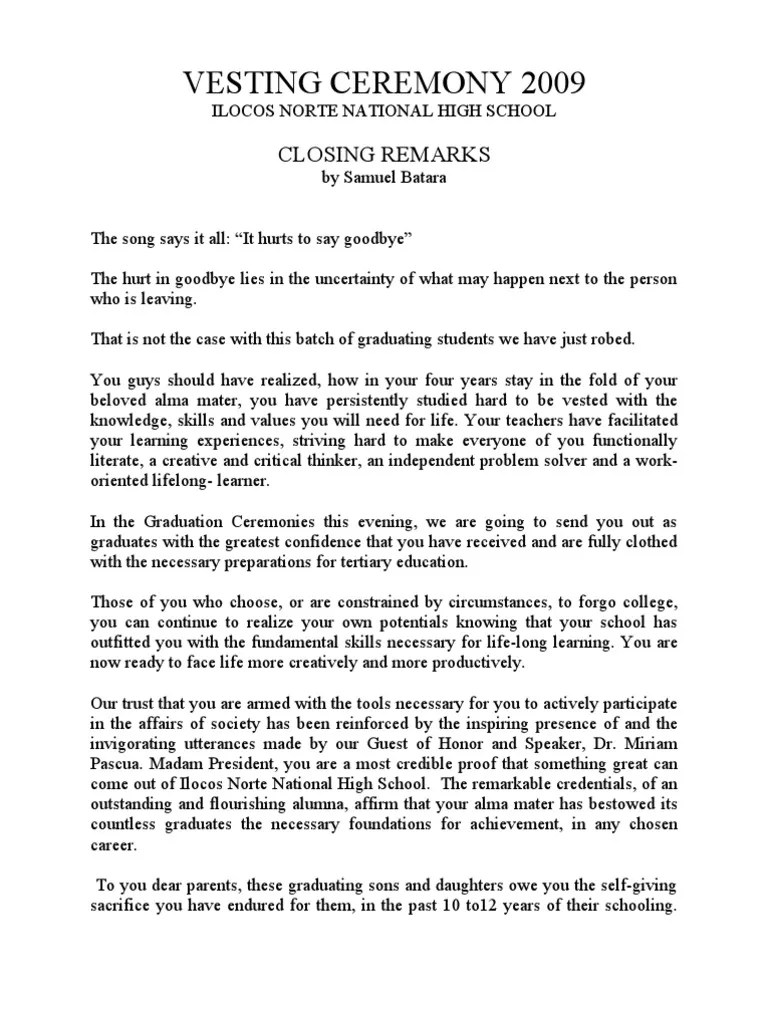 Opening Remarks Speech For Awarding Ceremony Soalandeal