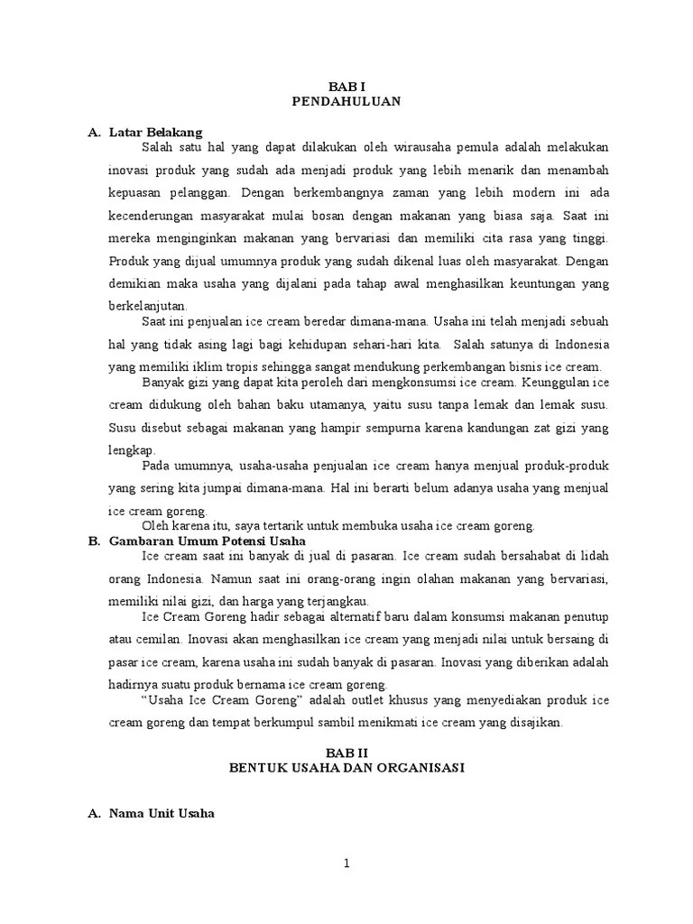 Contoh Proposal Usaha Ice Cream Goreng retorika