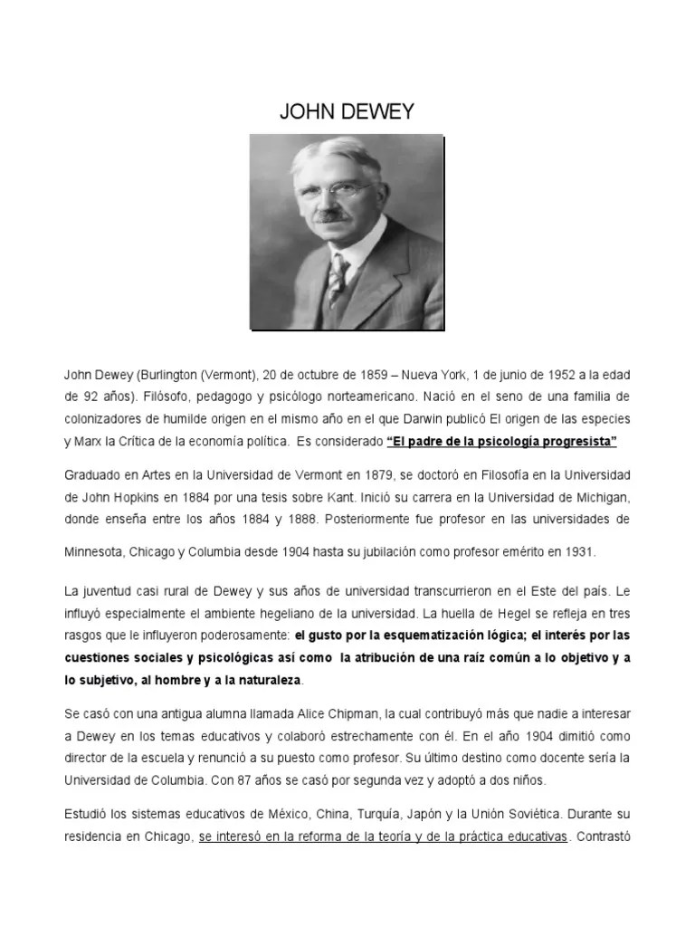 Trabajo Completo John Dewey PDF John Dewey Conocimiento