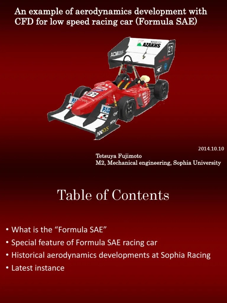 Aerodynamics Low Speed Race Car (FSAE) PDF Flight