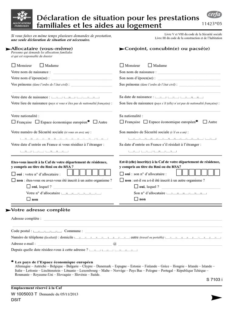 Formulaire Caf PDF Réfugié Conjoint