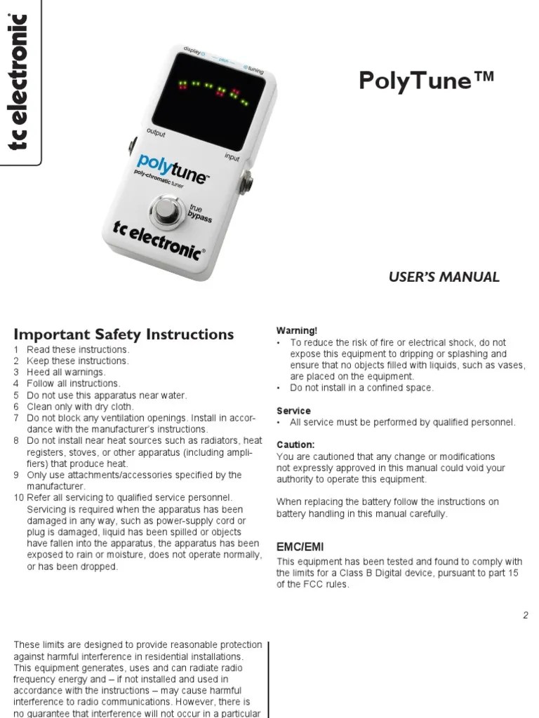 TC Electronic Polytune Manual English | PDF | Guitars | Bass Guitar