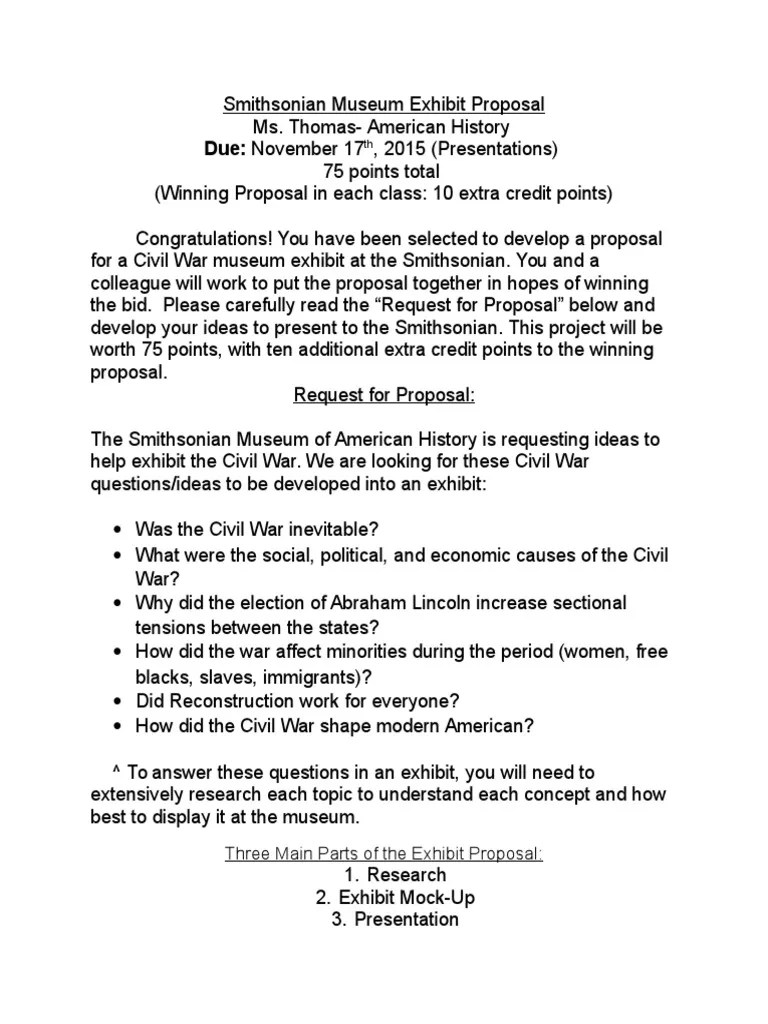 smithsonian museum exhibit proposal History Of The United States Museum