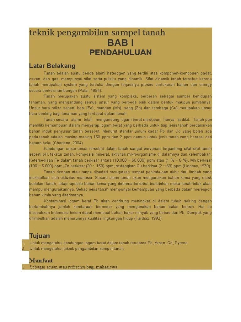 Teknik Pengambilan Sampel Tanah