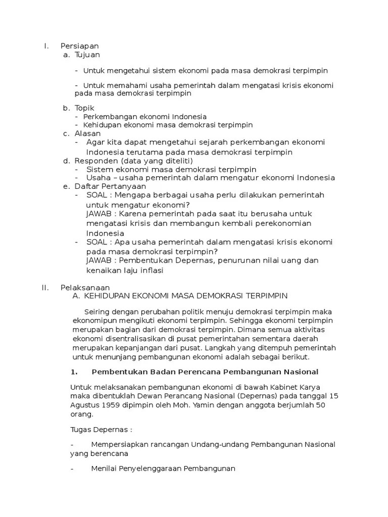 Perkembangan Ekonomi Pada Masa Demokrasi Terpimpin | PDF