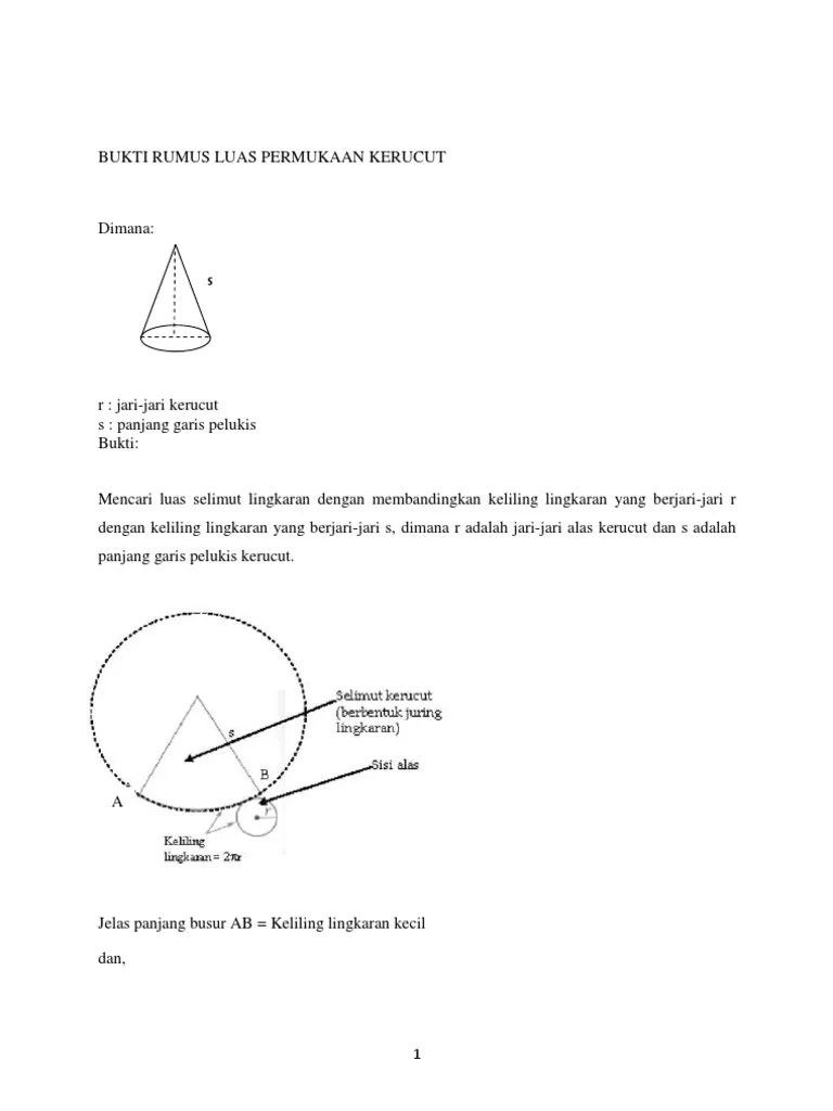 Rumus Luas Permukaan Kerucut | PDF