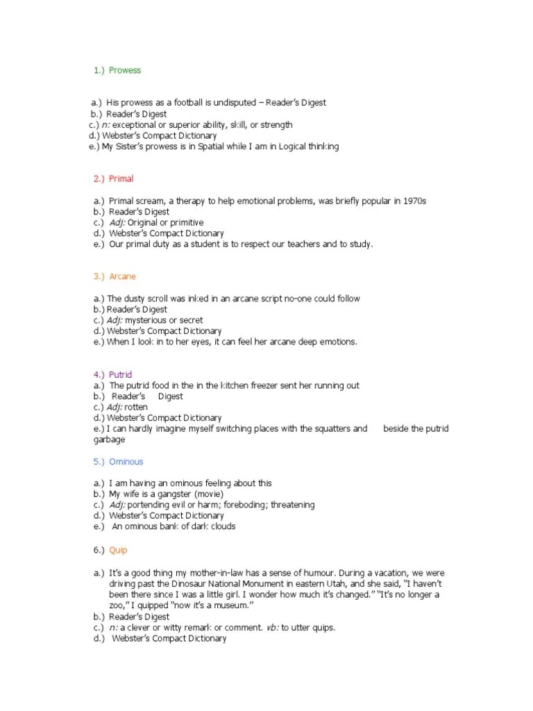 My 100 Unfamiliar Words