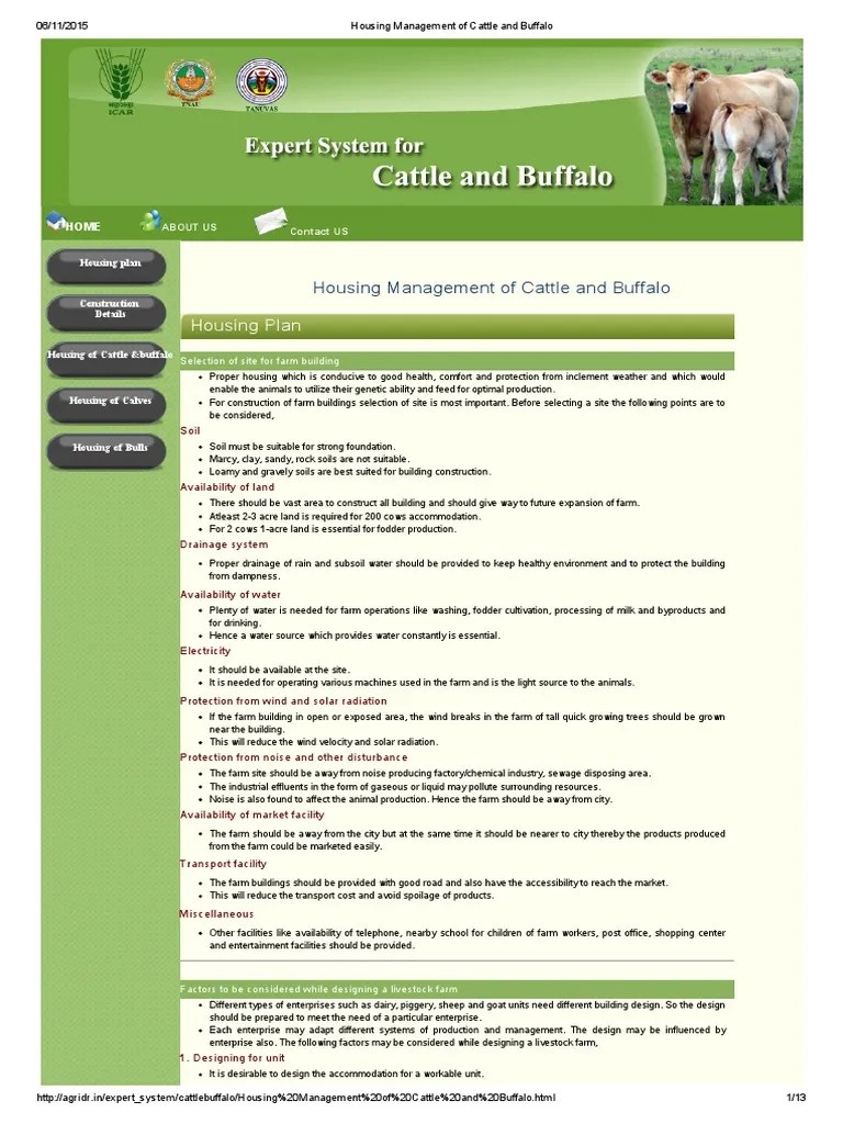 Housing Management of Cattle and Buffalo PDF Roof Brick
