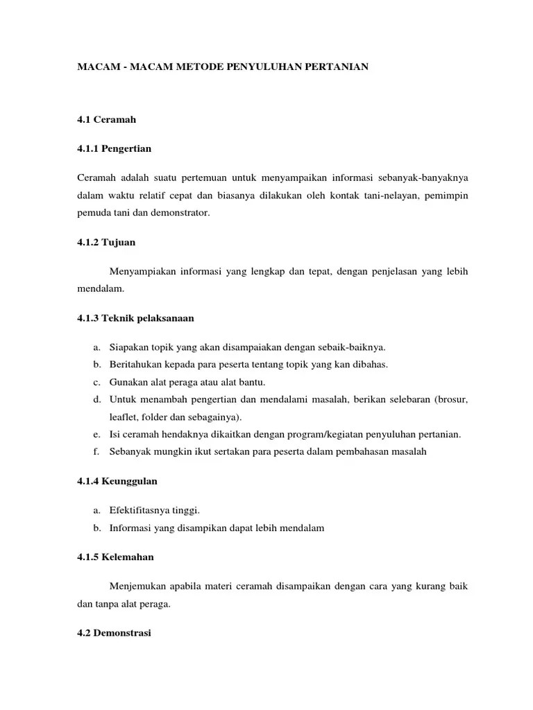 Macam Metode Penyuluhan Pertanian | PDF