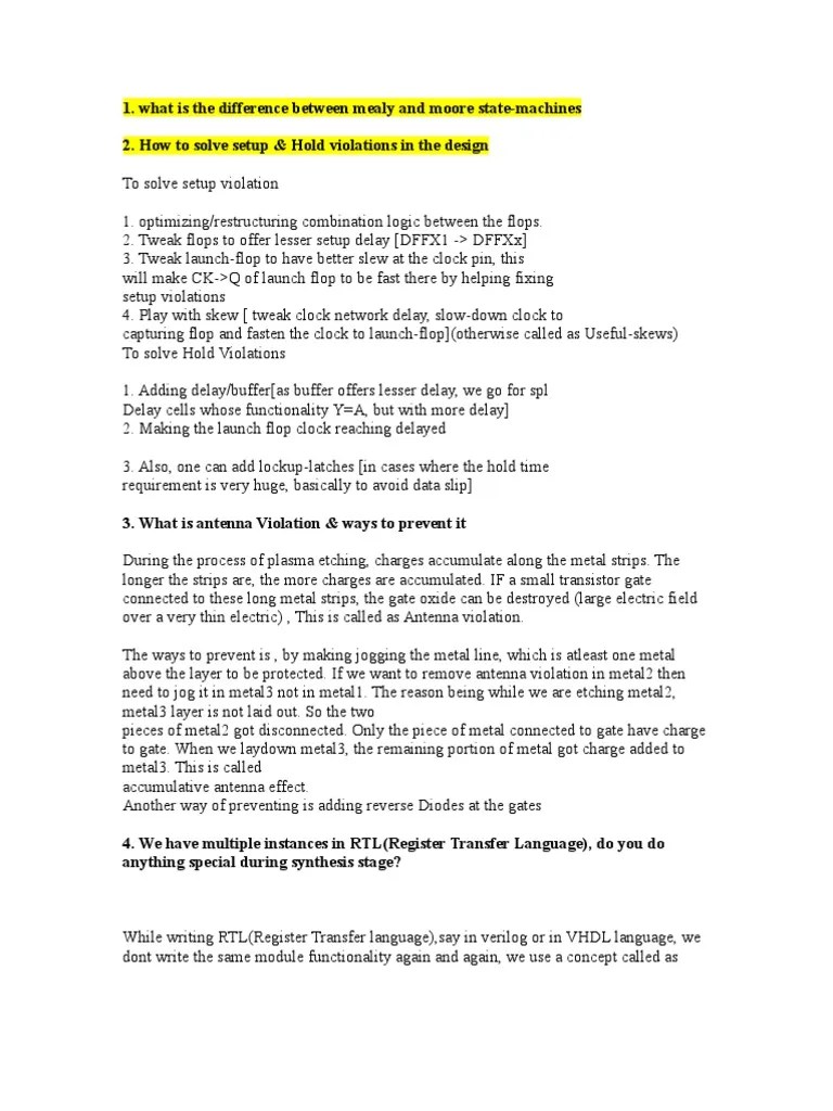 VLSI CMOS interview questions and answers Electrical Circuits