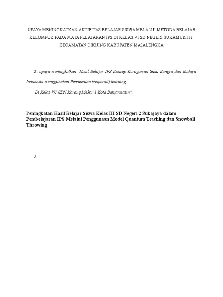 Contoh Judul Ptk Ips Sd