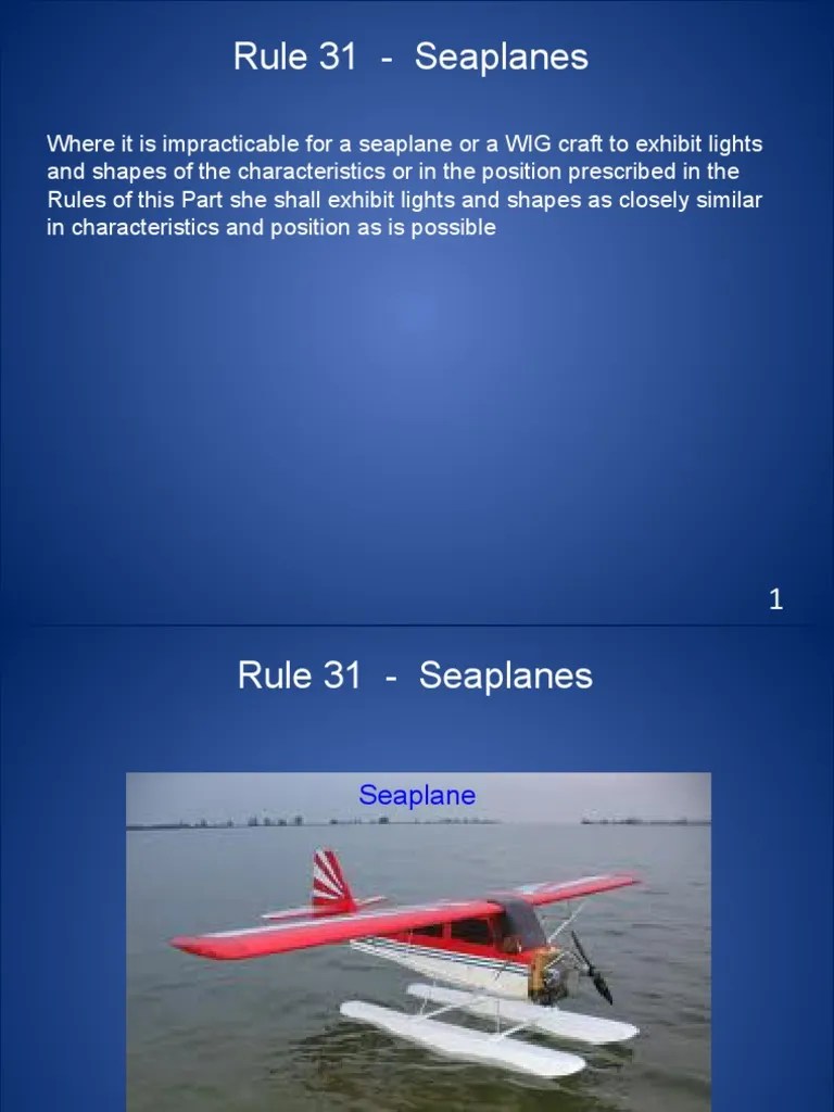 Rule 31 Seaplanes