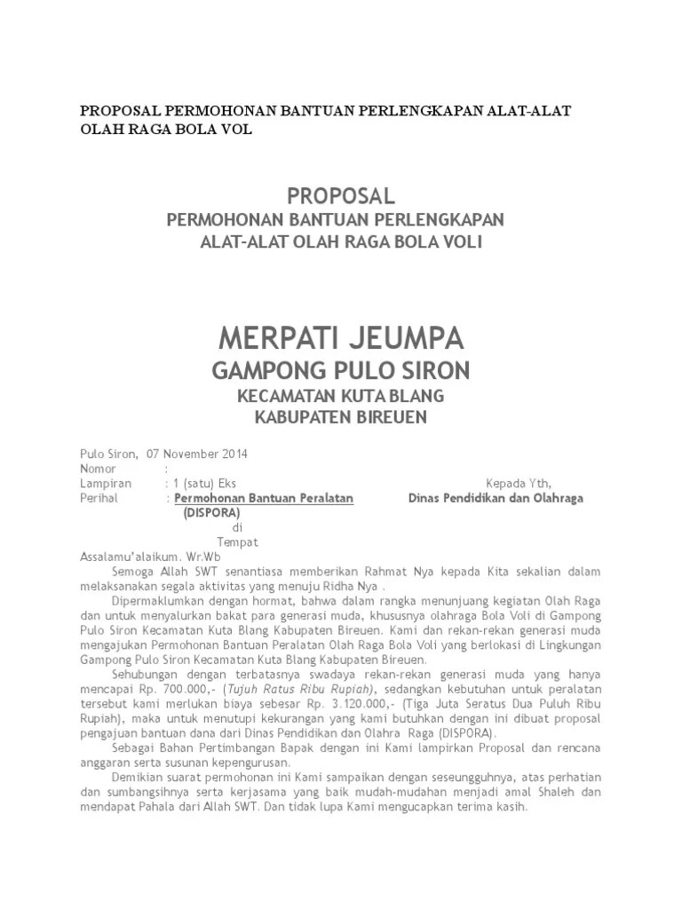 Proposal Permohonan Bantuan Perlengkapan Alat | PDF