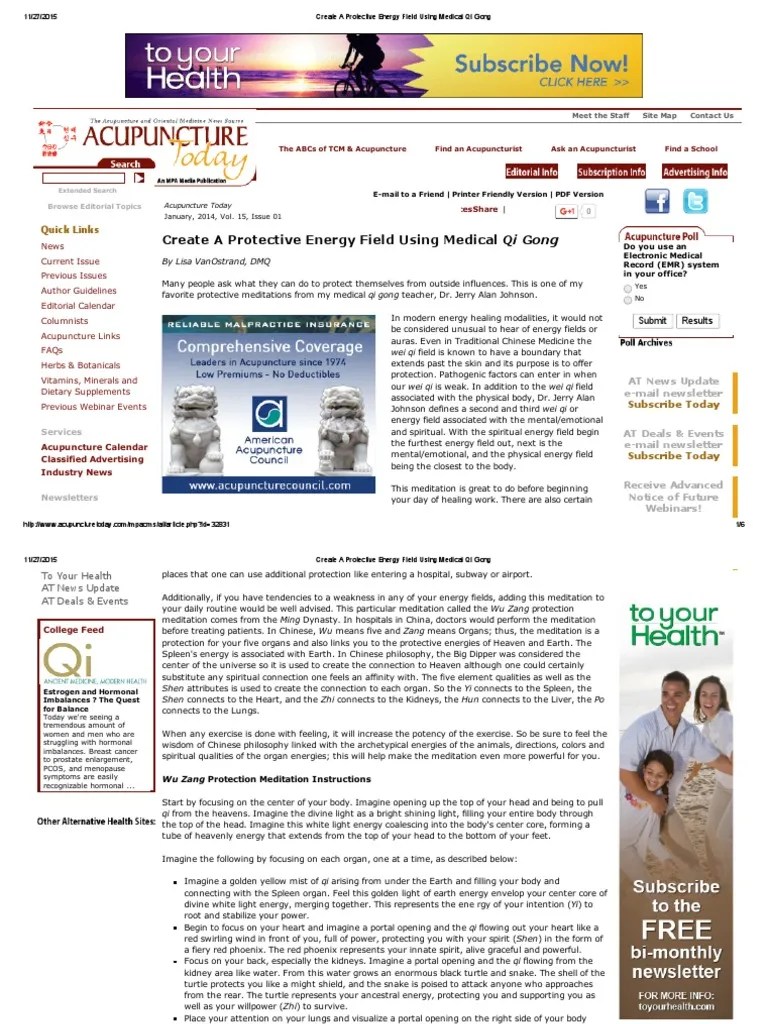 Create A Protective Energy Field Using Medical Qi Gong PDF Qigong