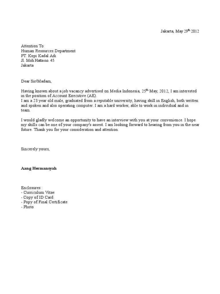 8 Contoh Surat Lamaran Kerja Bahasa Inggris Sebagai Sales