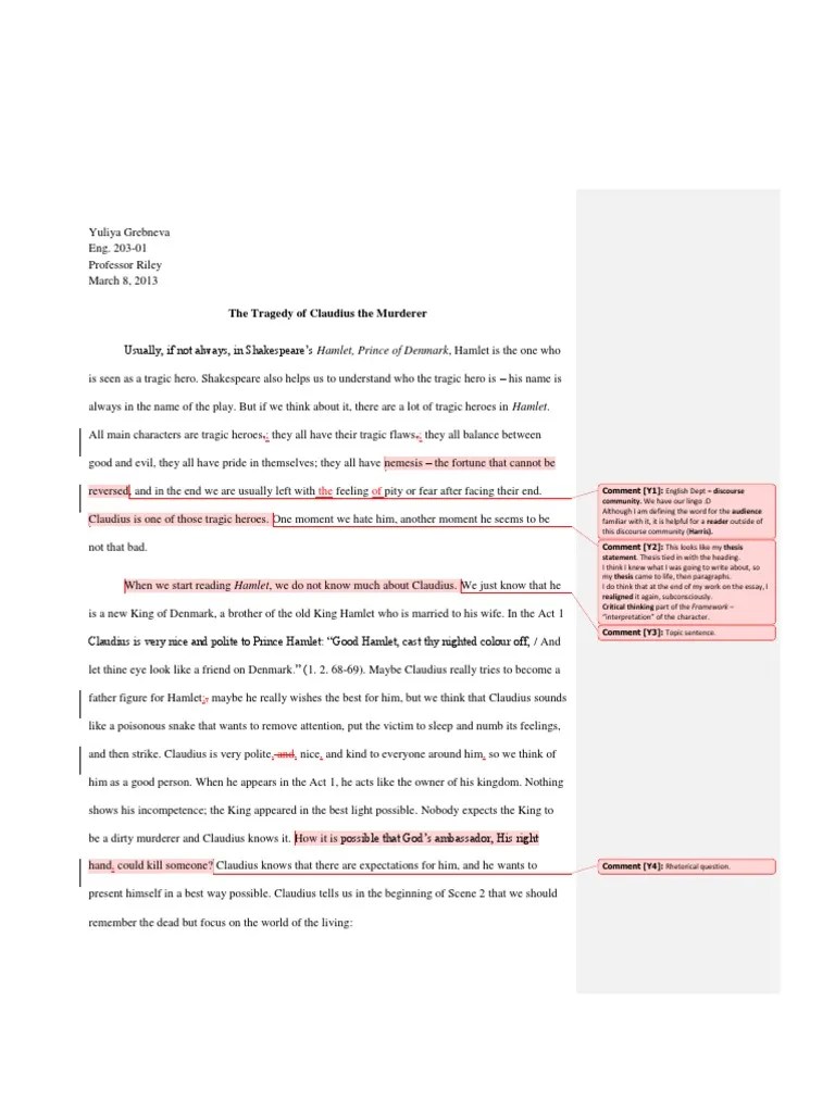 3 hamlet essay Hamlet Tragedy