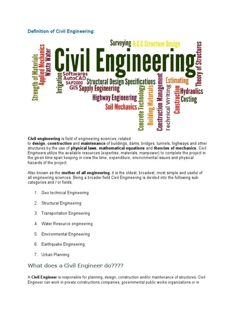 Definition of Civil Engineering Civil Engineering Engineer