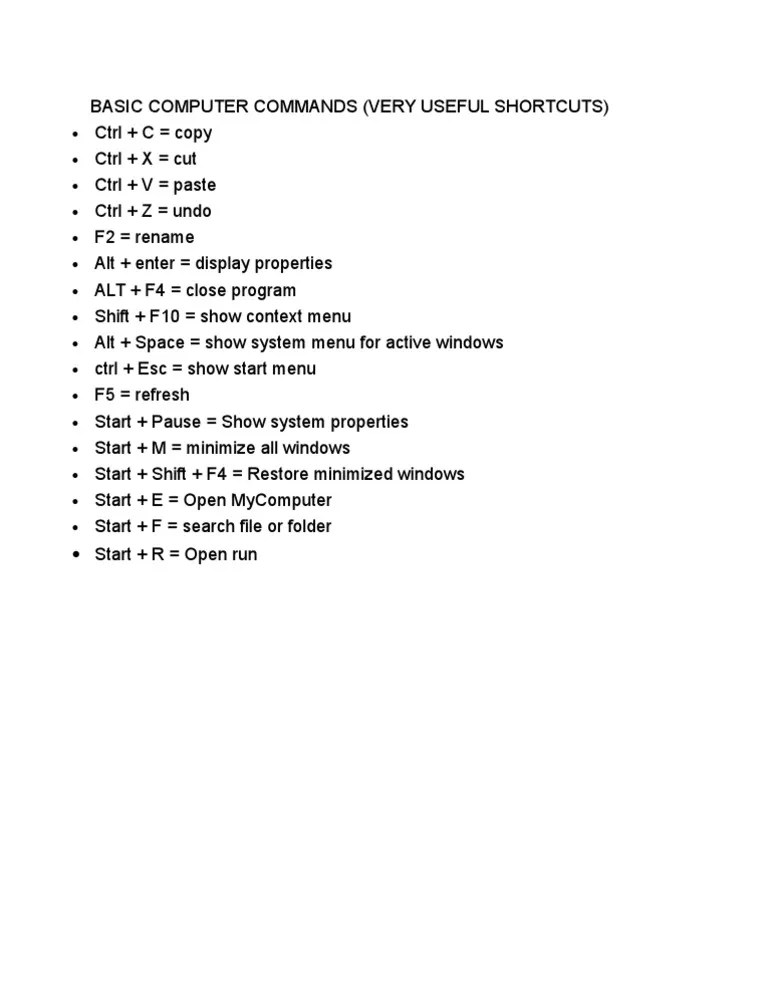 BASIC COMPUTER COMMANDS