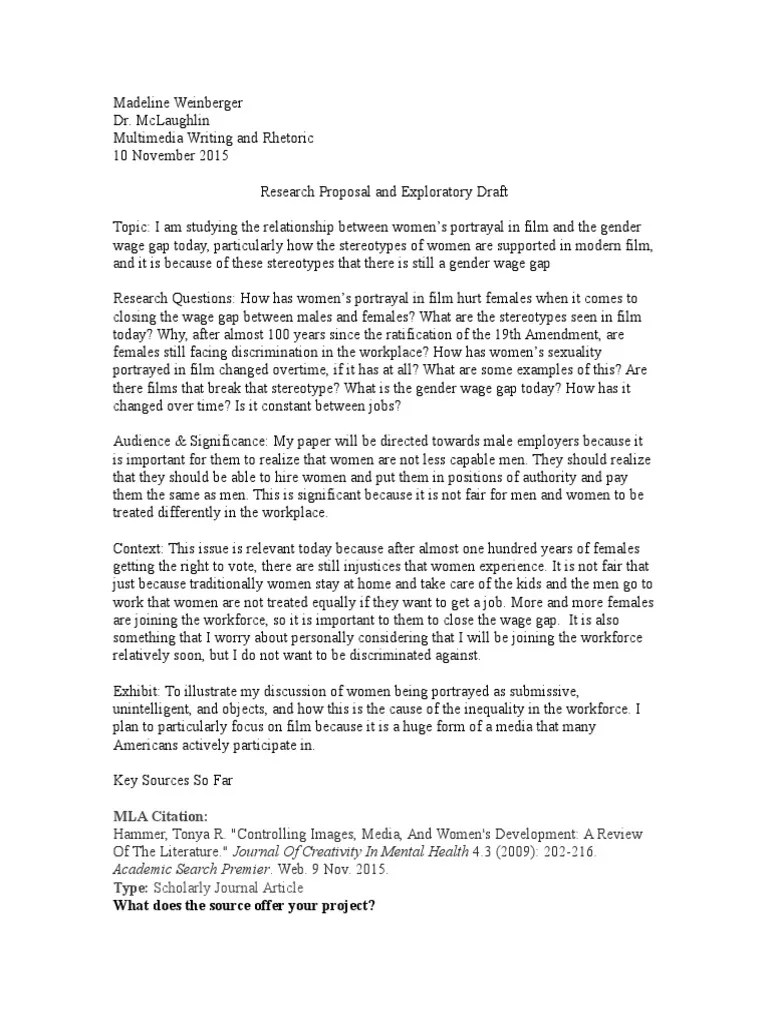 Research Proposal Gender Pay Gap Stereotypes