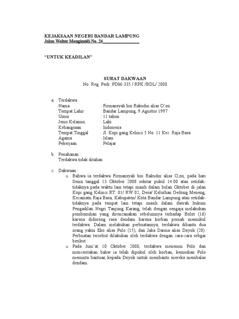 Contoh Surat Tuntutan Pidana Pencurian Pdf  Kumpulan Contoh Surat