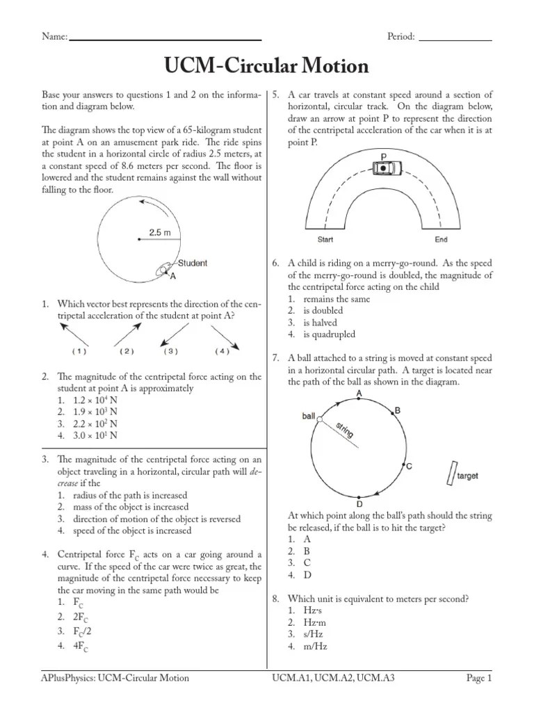 Uniform Circular Motion Questions | PDF | Acceleration | Speed