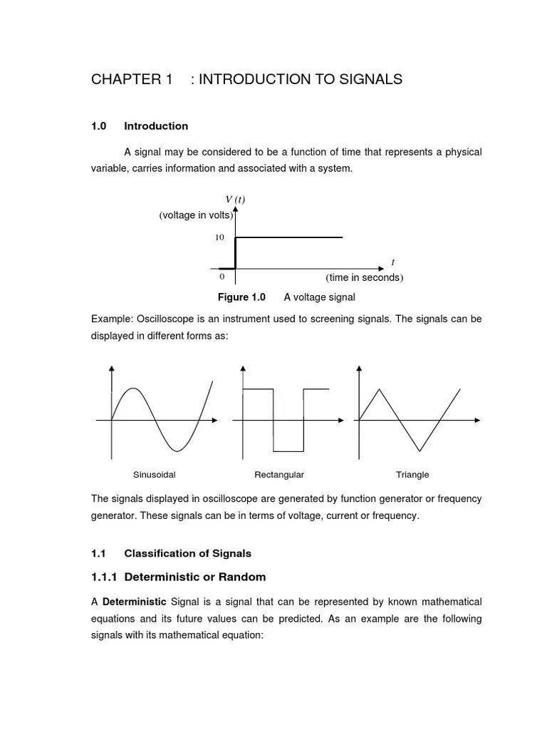 Chapter 1Introduction to Signals Signal (Electrical Engineering