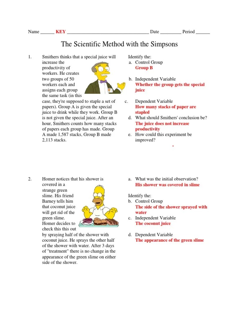Simpsons Variables Worksheet Answers – E Street Light