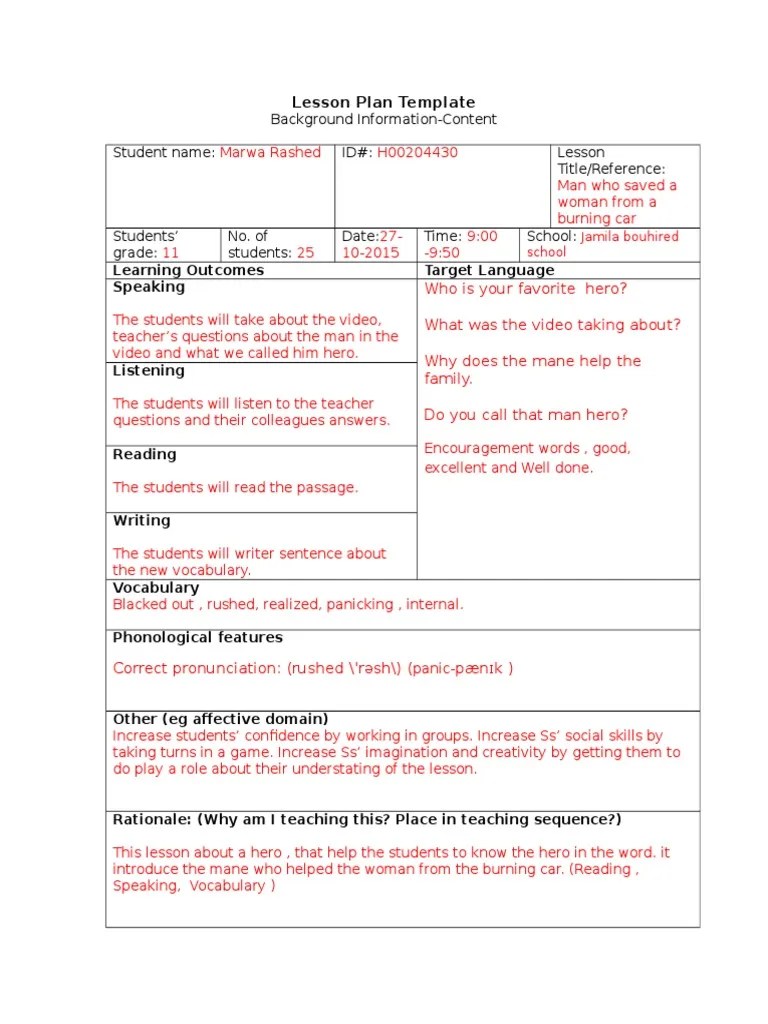 Lesson Plan 6 Reading Comprehension Reading (Process)