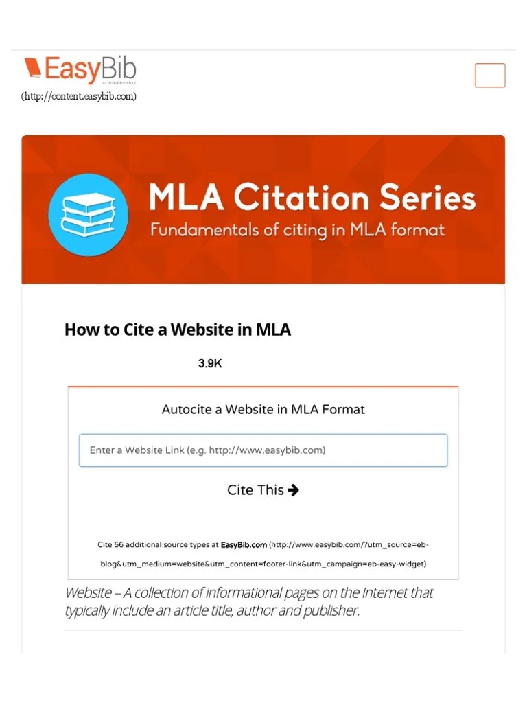 How To Cite A Website in Mla Easybib Blog PDF