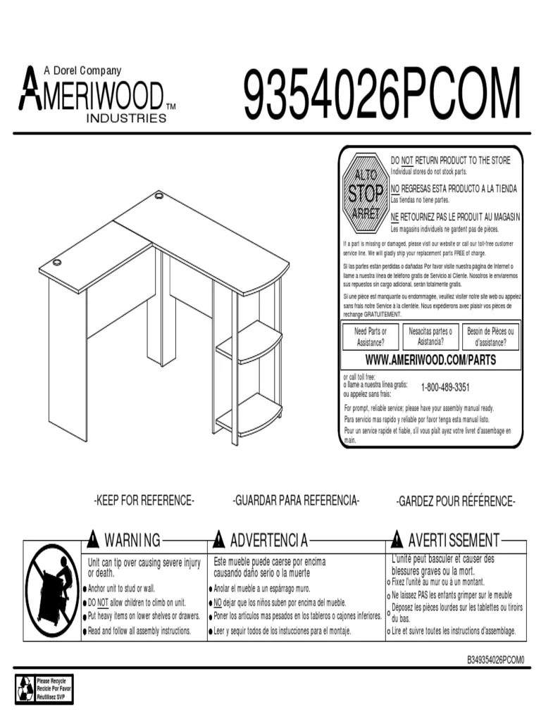 Assembly Instructions for Ameriwood Lshaped Desk Deskign