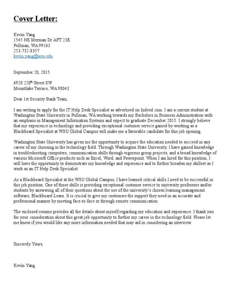 job application materials for final draft of portfolio