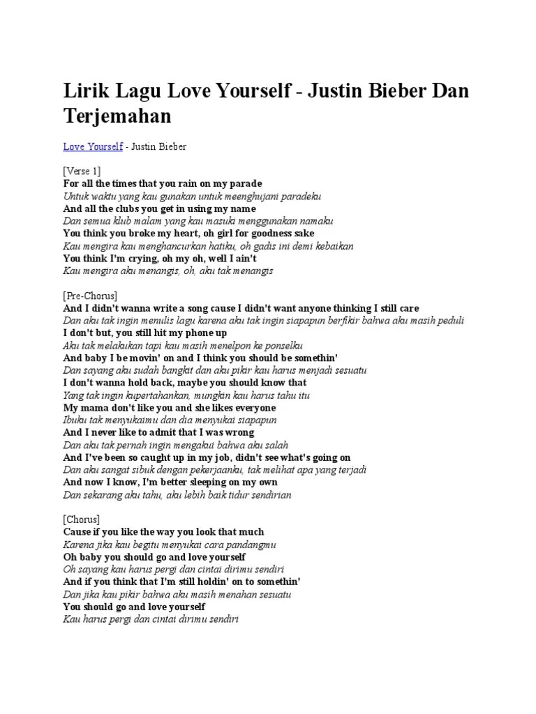 Lirik Lagu Love Yourself | PDF