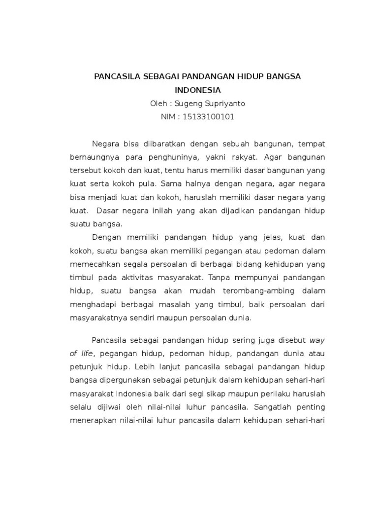 PKN - Pancasila Sebagai Pandangan Hidup Bangsa | PDF