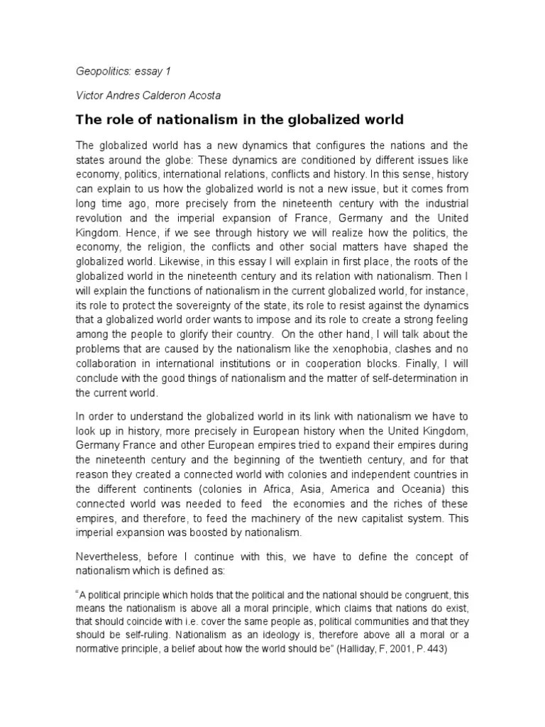 Essay Nationalism Self Determination