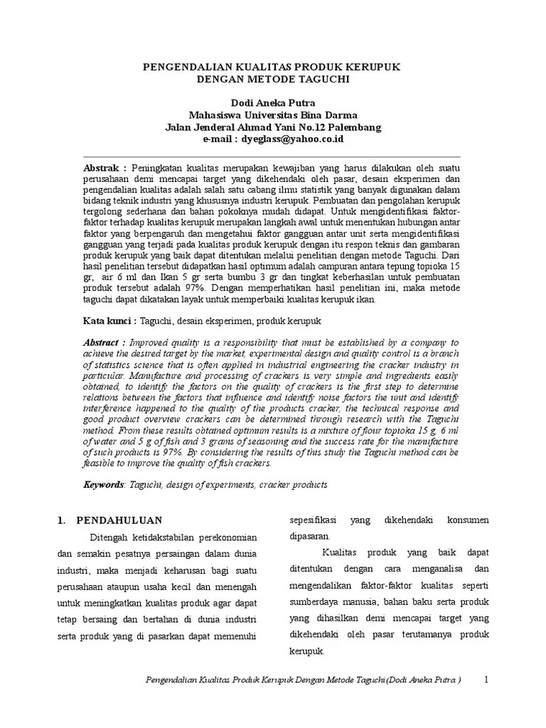 Jurnal Pengendalian Kualitas Produk Kerupuk