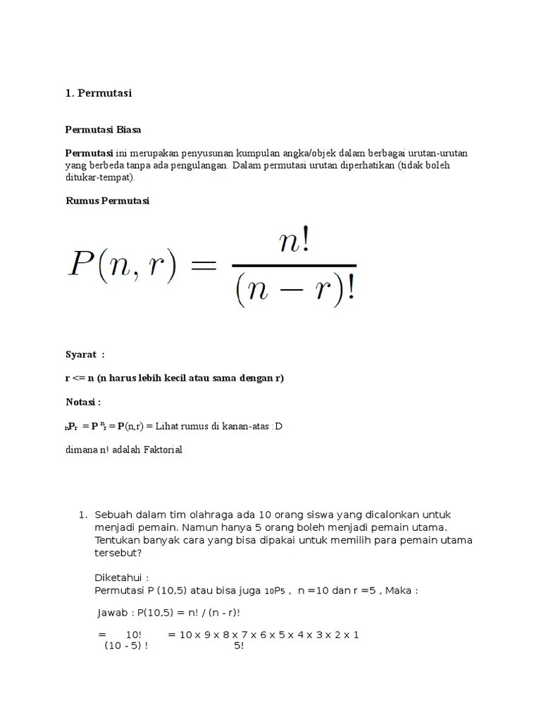 Contoh Soal Permutasi | PDF