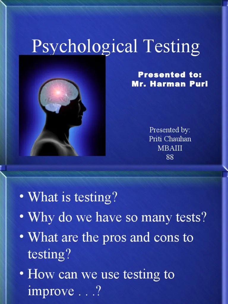 Psychological Testing Psychological Testing Test (Assessment)