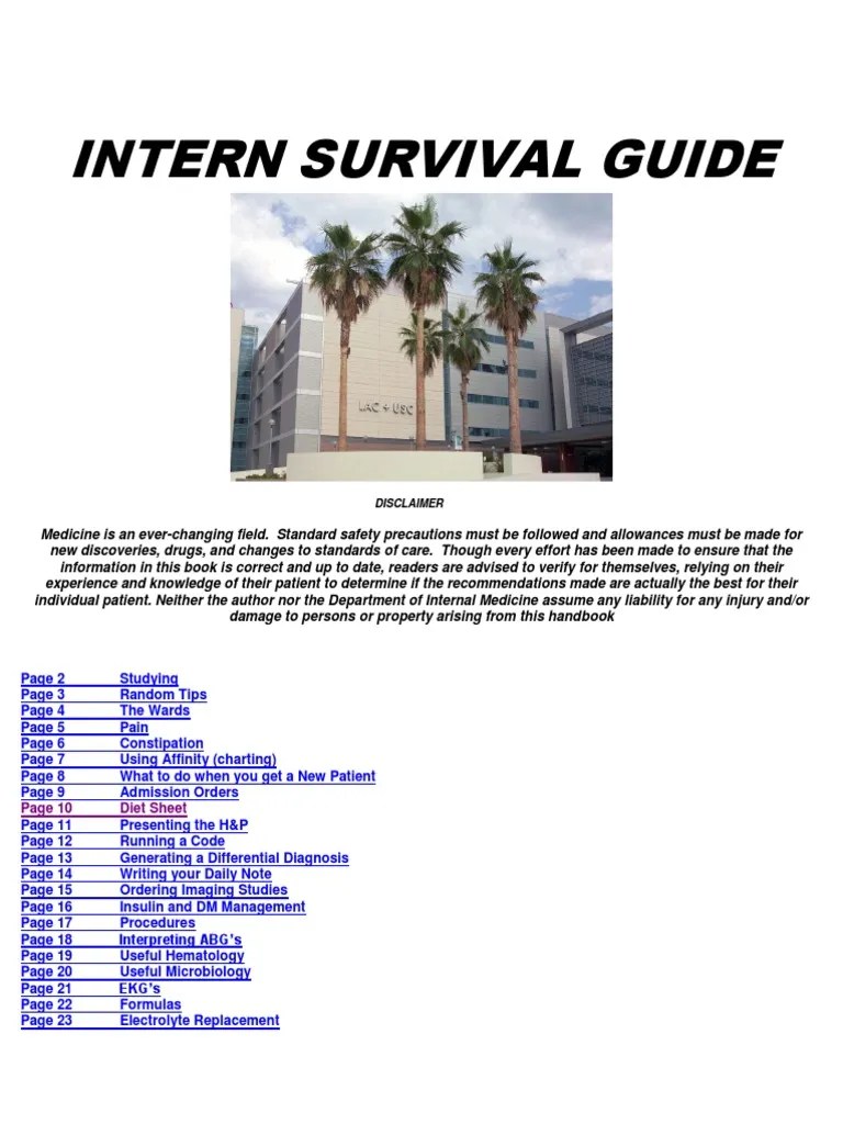 Intern Survival Guide 20122013 Medical Specialties Medicine