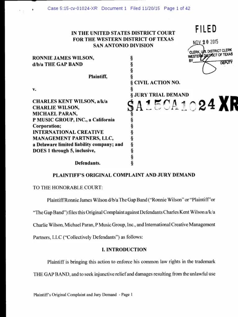 Gap Band Complaint PDF PDF Tort Tortious Interference