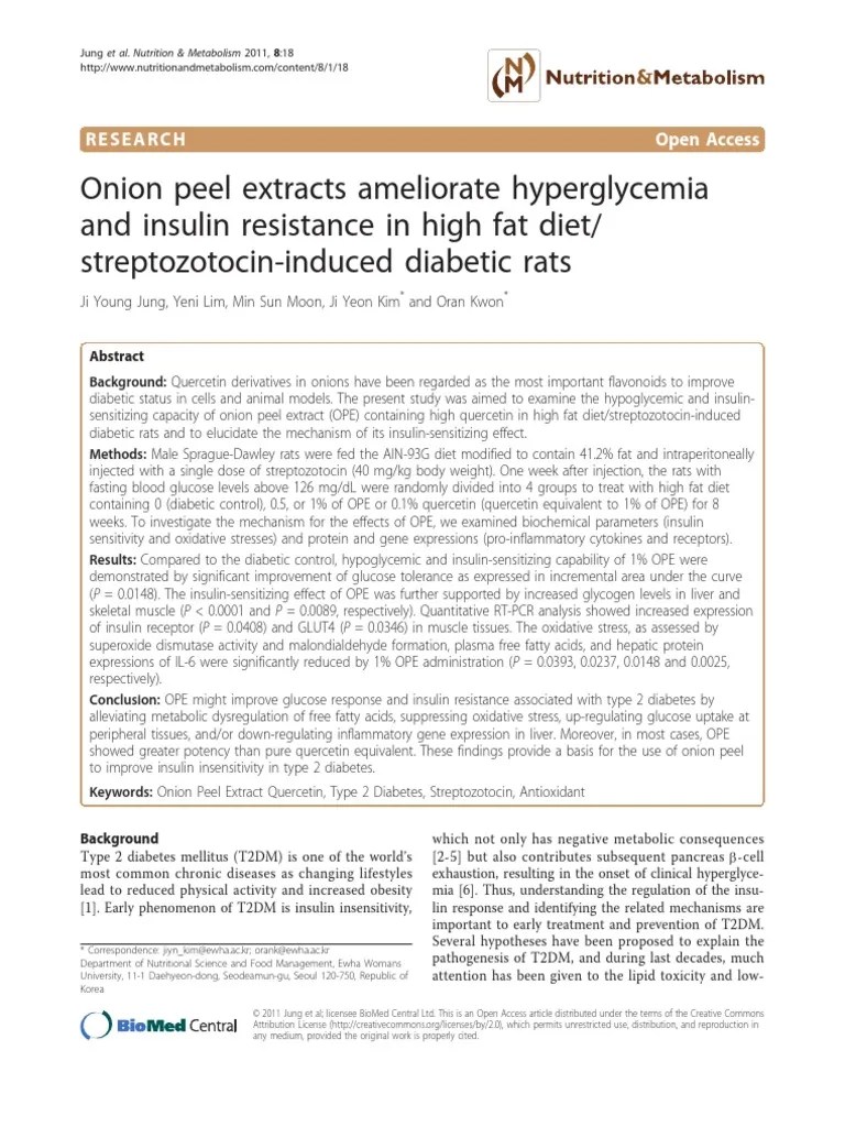 Onion Peel Extracts Ameliorate Hyperglycemia and Insulin Resistance in
