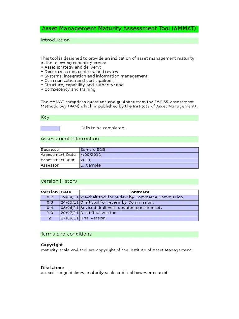 Asset Management Maturity Assessment Tool Study Spreadsheet 27